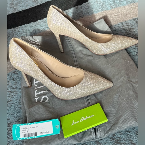 Sam Edelman Sparkling Silver Heels - Picture 2 of 5